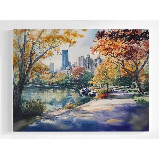 Plakát Akvarel Park Podzim New York Central Park 100x75