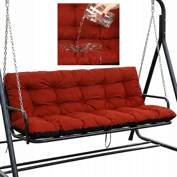 Polštář na zahradní houpačku Vodotěsný 180x60x50 Bordó