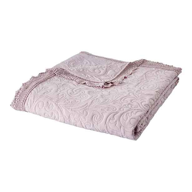 Růžový prošívaný přehoz 220x230 cm Bridgerton Silhouette Floral Lace – Catherine Lansfield