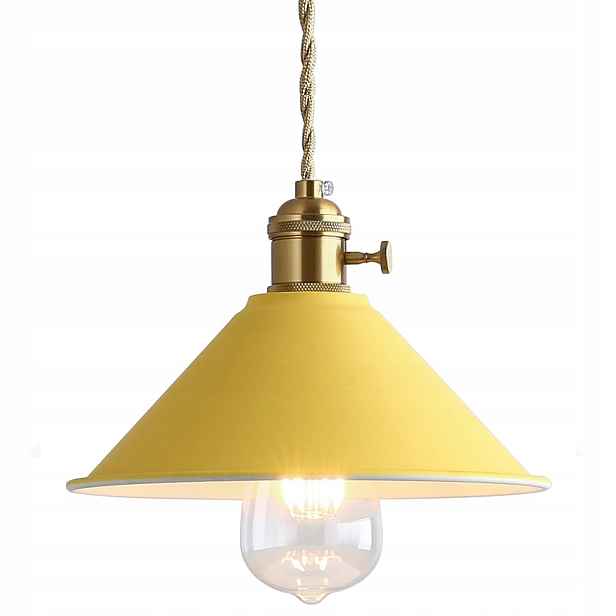 Závěsná lampa loft vintage industrial E27 retro lustr žlutá