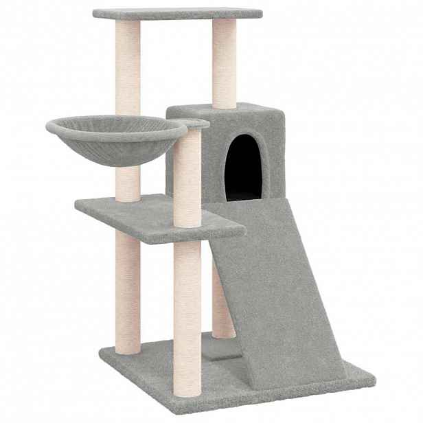 vidaXL Škrabadlo pro kočky se sisalovými sloupky světle šedé 82 cm