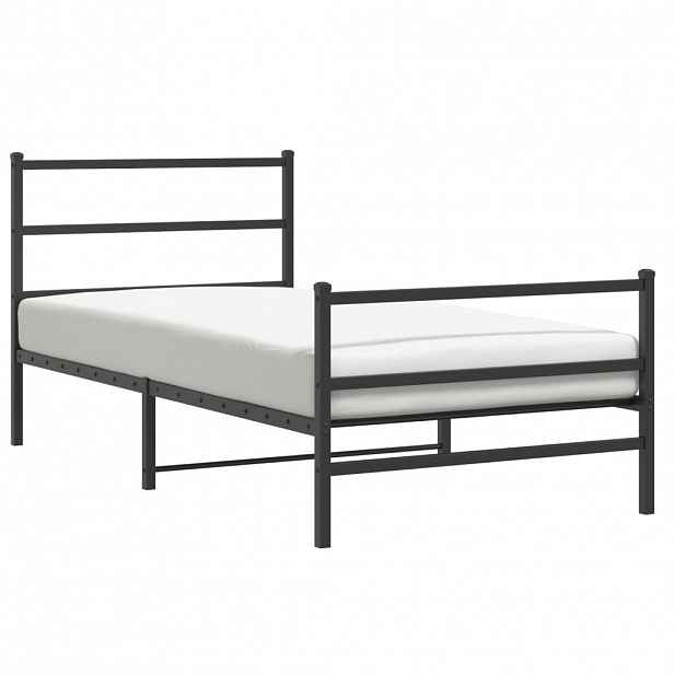vidaXL Kovový rám postele s hlavovým a nožním čelem černý 100 x 200 cm