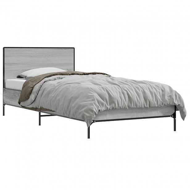 vidaXL Rám postele s čelem Šedý Sonoma 80 x 200 cm Kompozitní dřevo