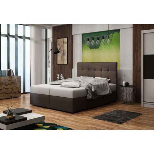 Čalouněná postel s úložným prostorem DELILAH 2 - 200x200, hnědá
