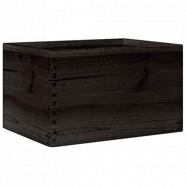 vidaXL Dřevěná box s úchytkami černá 40x30x23 cm masivní borové dřevo