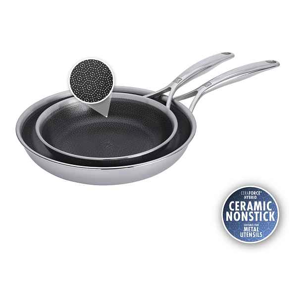 Zwilling Sada 2 nerezových nepřilnavých pánví s hybridním keramickým povrchem Peak, Ø 20 a 26 cm 1034502