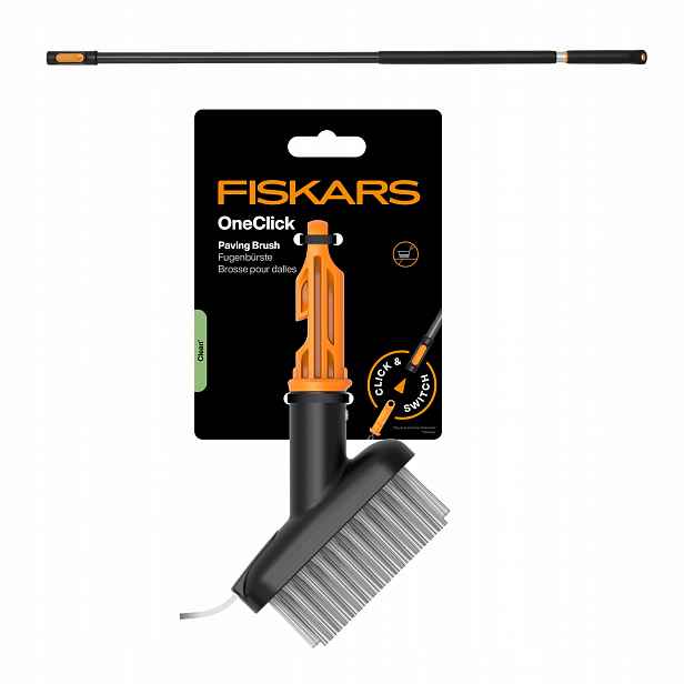 Fiskars Oneclick kartáč na spáry chodníku násada 119-174 cm