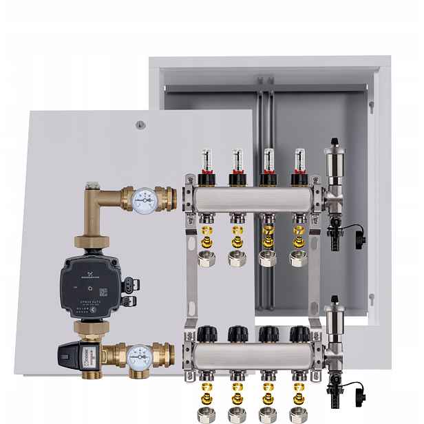 Nerezový rozdělovač pro podlahovku 4 boxy Pompa Grundfos Pex