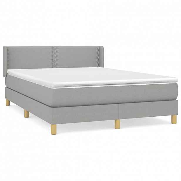 vidaXL Box spring postel s matrací světle šedá 140 x 200 cm textil