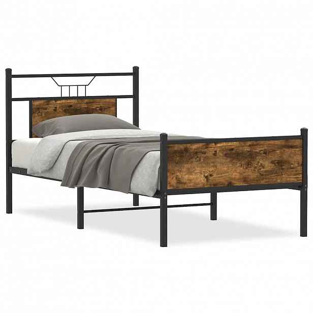 vidaXL Rám postele bez matrace kouřový dub 90x190 cm kompozitní dřevo