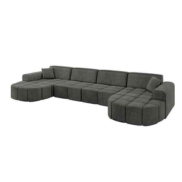 ALTDECOR SEDACÍ SOUPRAVA ve tvaru U LIVO-U2 400x173x79,5 Tmavě šedá Velur