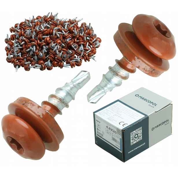 Farmářské Šrouby Panhead 4,8 x 20 mm Ral 8004 250 kusů Hnědé Měděné