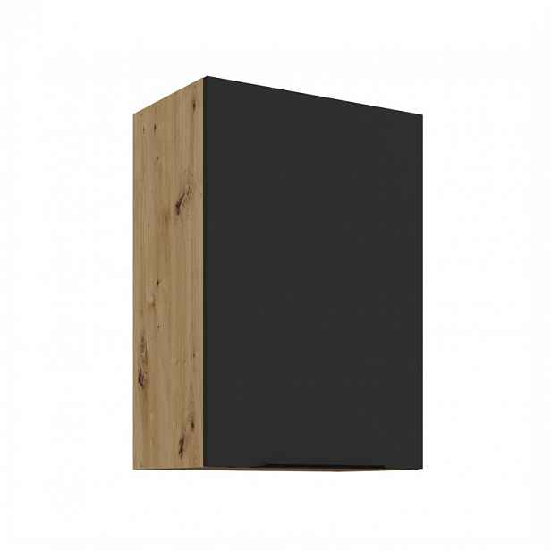 Horní kuchyňská skříňka LUNARA - šířka 50 cm, černá / dub artisan