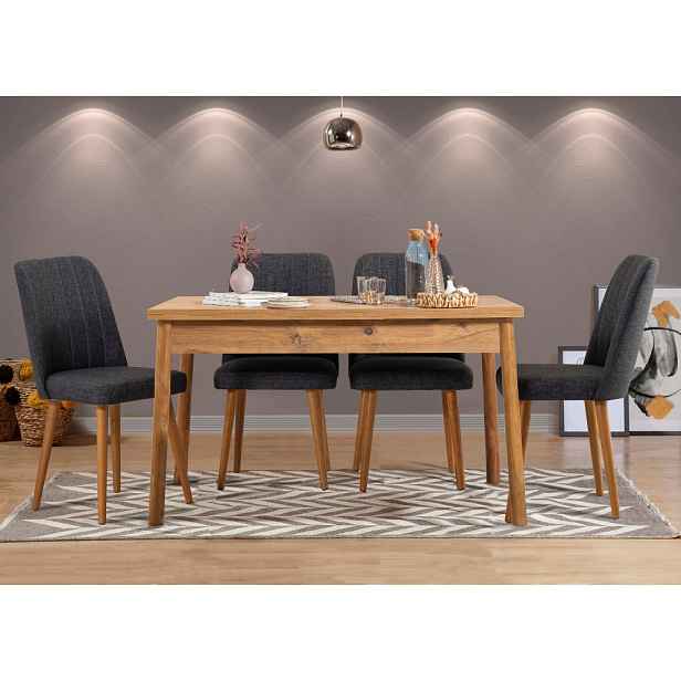 Jídelní set s rozkládacím stolem a židlemi (5 kusů) Santiago Atlantic Anthracite