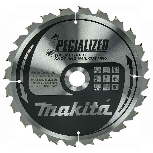 Makita - Pilový kotouč na dřevo 270x30 mm, 24 zubů B-33146