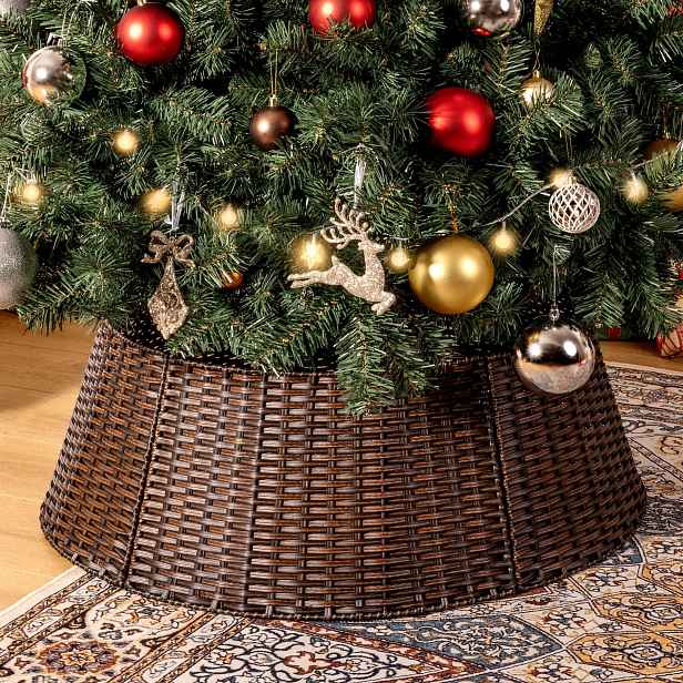 Proutěný obal na vánoční stromek Koš pod vánoční stromek 83 cm Hnědý Granny Says