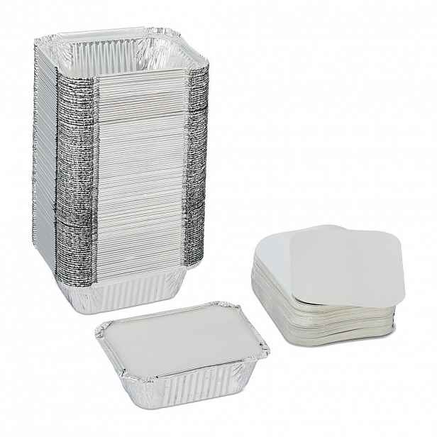 Relaxdays MISKY Stříbrná 100ks-Set s víkem hliník 260 ml