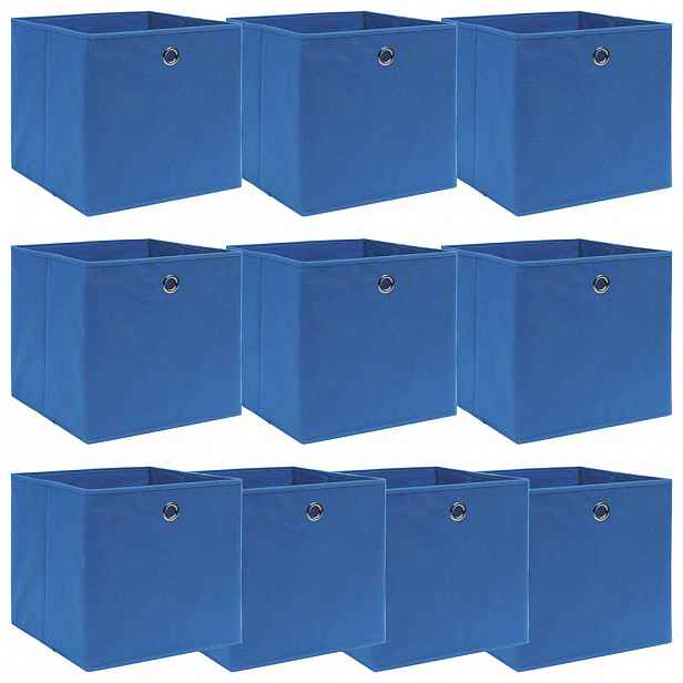 vidaXL Úložné boxy 10 ks modré 32 x 32 x 32 cm textil