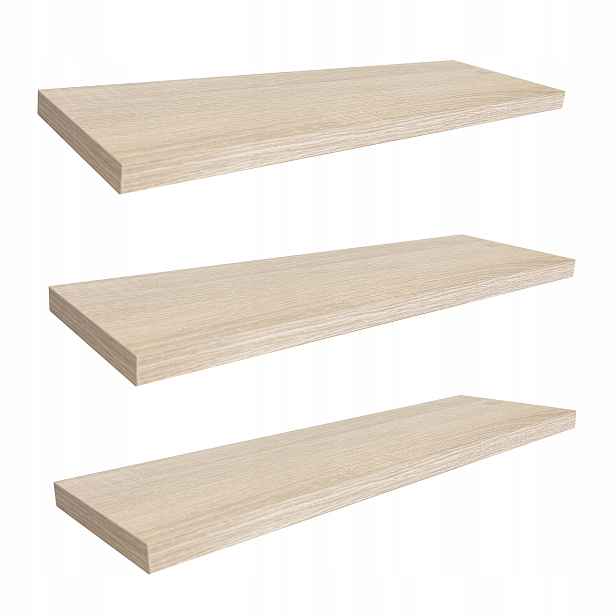 Závěsná Nástěnná Police 80 CM Dub Sonoma Komplet 3 Kusů