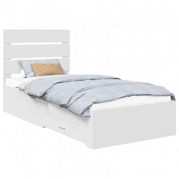 vidaXL Rám postele se zásuvkou Bílá 90 x 190 cm Kompozitní dřevo