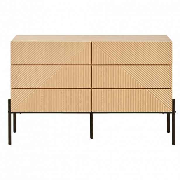 Urban Meuble SIDEBOARD přírodní 3D struktura 6 zásuvek 115 cm