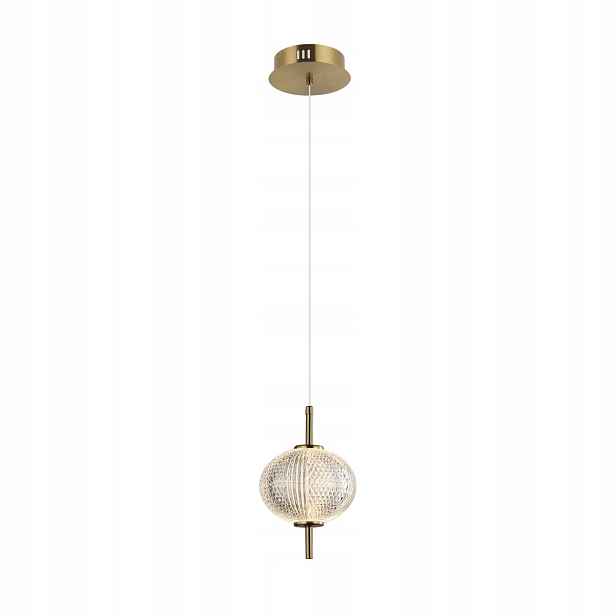 Závěsná lampa Italux Lazie Led 5W mosazná skleněná koule 128 cm IP20