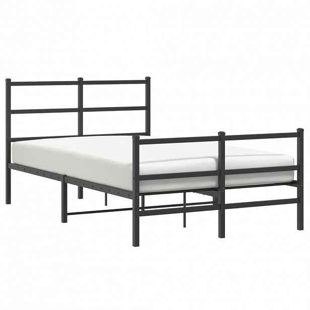 vidaXL Kovový rám postele s hlavovým a nožním čelem černý 120 x 190 cm
