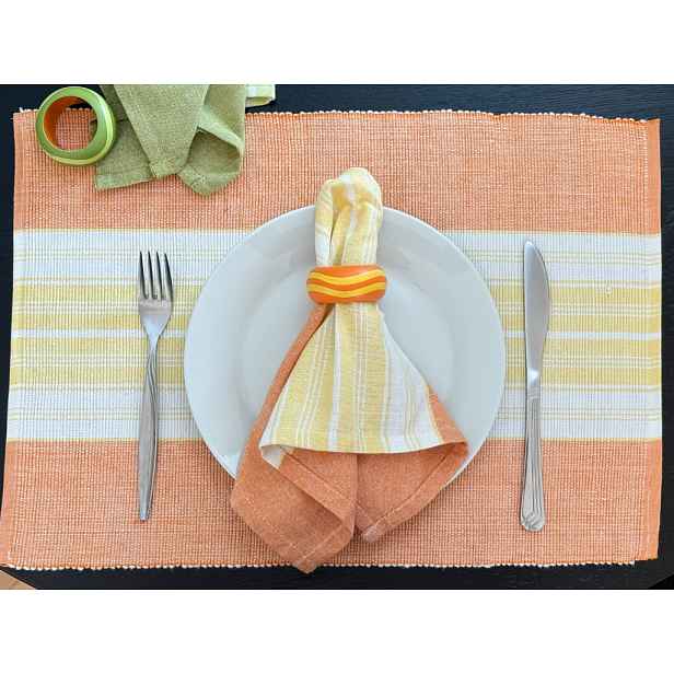 Bavlněný set prostírání 32x47 cm s ubrouskem 40x40 cm FOOD Barva: Oranžová