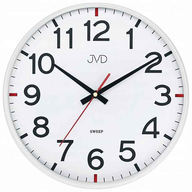 Bílý Čitelný Kulatý Tichý Elegantní Nástěnný Hodinový Stroj Jvd HX2508.1 30 cm