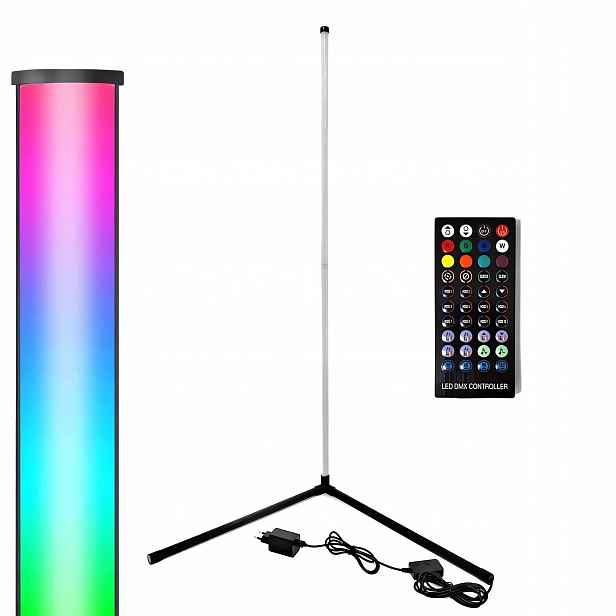 Pronett XJ4942 Rohová Led stojací lampa Rgb, 20 W, dálké ovládání 150 cm, č