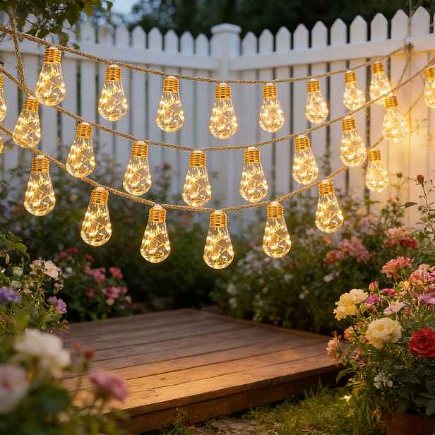 TEMU 1 balení, 60 LED světelný řetěz, 8 režimů blikání, teplé bílé světlo, IP44, solární pohádkové světelné pásky, pro terasy, zahrady, pavilony,