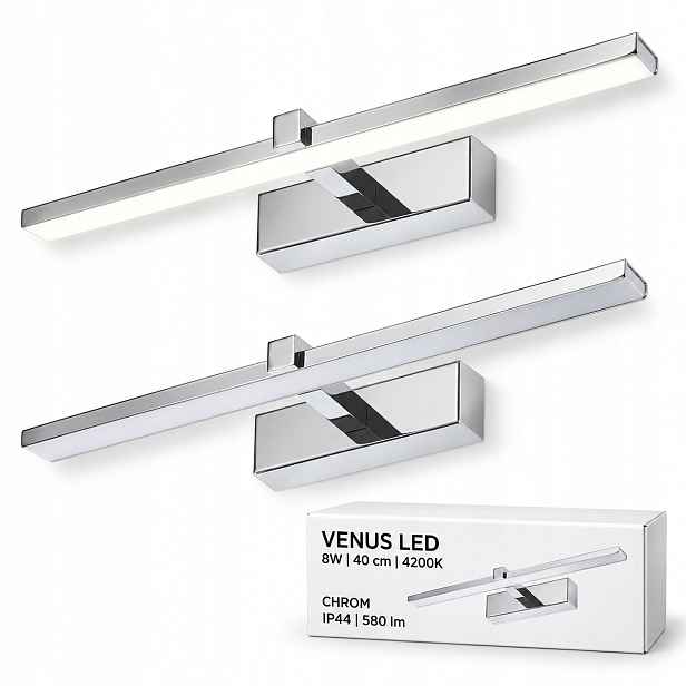 Venus nástěnná lampa 8W 40 cm chromová Led pro zrcadlo do koupelny 4200K IP44 580lm