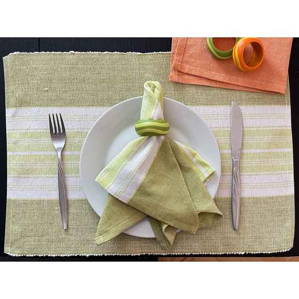Bavlněný set prostírání 32x47 cm s ubrouskem 40x40 cm FOOD Barva: Zelená