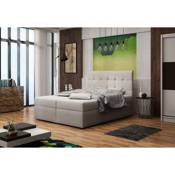Čalouněná postel s úložným prostorem DELILAH 2 - 200x200, béžová