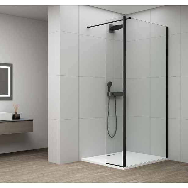 Polysan ESCA BLACK MATT sprchová zástěna, fixní sklo 700 mm, otočný panel 500 mm
