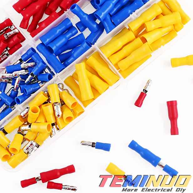 TEMU Kulové konektory samčí a samičí, 170/90/70 ks plně izolované PVC rychlospojky pro elektrické krimpovací svorky pro automobily, lodě, průmyslová