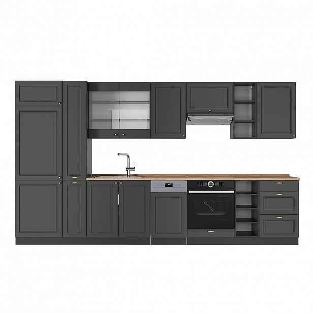 Vicco KUCHYŇSKÝ KOUT Fame-Line Anthrazit-Gold Landhaus 355 cm , PD Dub
