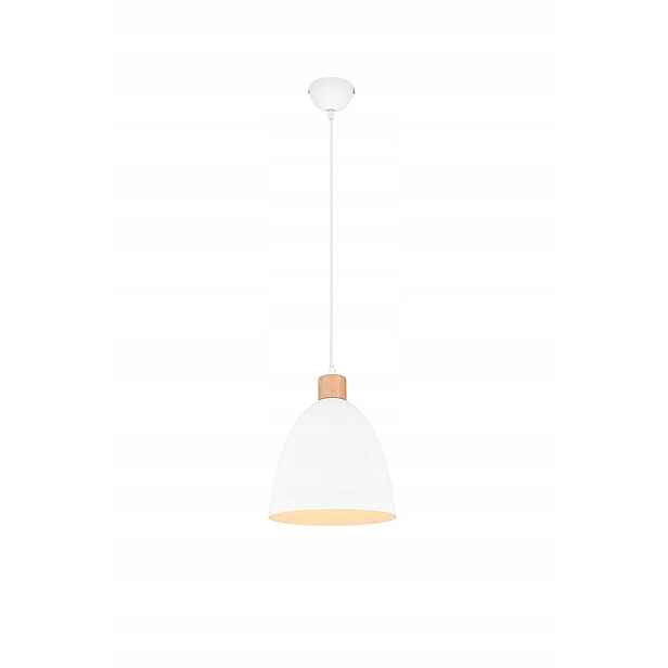 Závěsná lampa Rl Jagger bílá kov/dřevo E27 40W Ø25cm nastavitelná