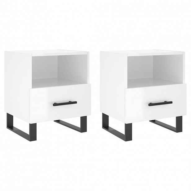 vidaXL Noční stolky 2 ks lesklé bílé 40x35x47,5 cm kompozitní dřevo