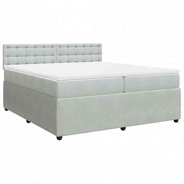 vidaXL Box spring postel s matrací světle šedá 200x200 cm samet