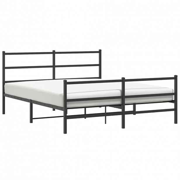 vidaXL Kovový rám postele s hlavovým a nožním čelem černý 150 x 200 cm