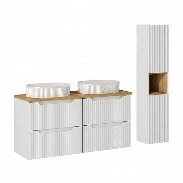 Petits-meubles KOUPELNOVÝ NÁBYTEK 120.4cm Riva 2er-Set Bílá a dřevo
