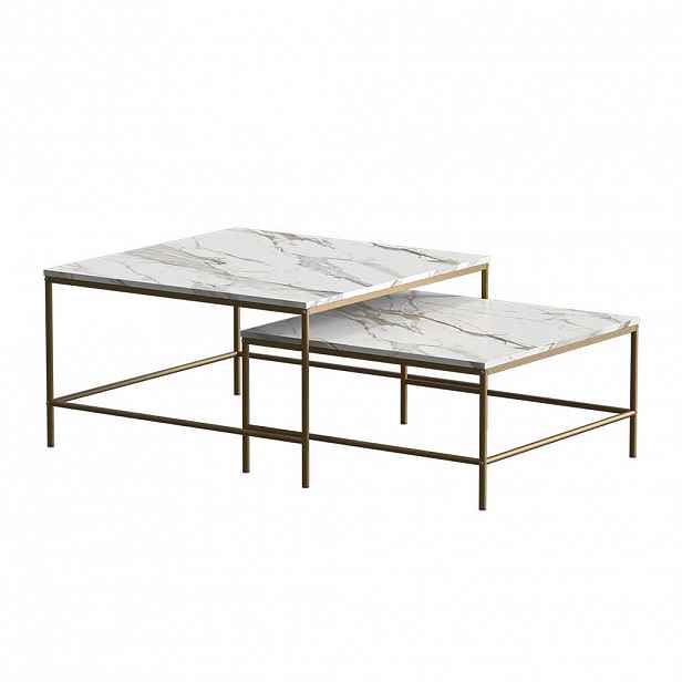 Vicco STOLEČEK KÁVOVÝ STOLÍK Ramio Bílá/zlatá 80 x 80 cm 2 díly
