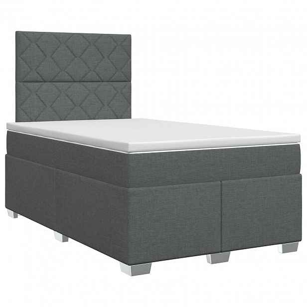 vidaXL Postel boxspring s matrací Tmavě šedá 120 x 190 cm Textil
