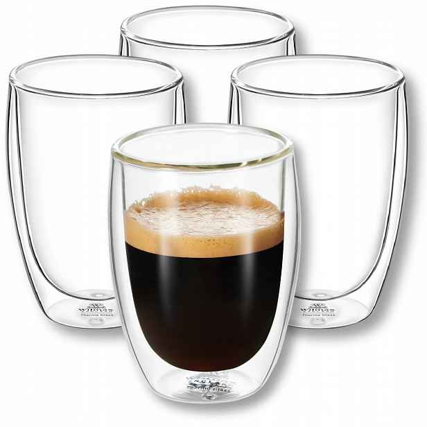 4 x Termosklenice na kávu Latte Tea 250 ml s dvojitou stěnou Wilmax