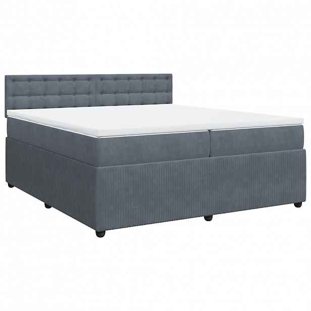 vidaXL Box spring postel s matrací tmavě šedá 200x200 cm samet