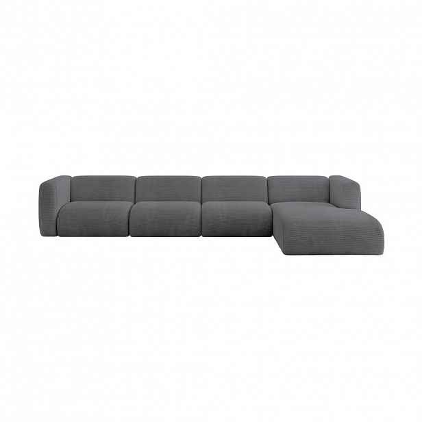 ALTDECOR ROHOVÁ SEDAČKA S PRAVOU OTOMANOU MIRA-L3 409x179x70 Tmavě šedá Manšestr