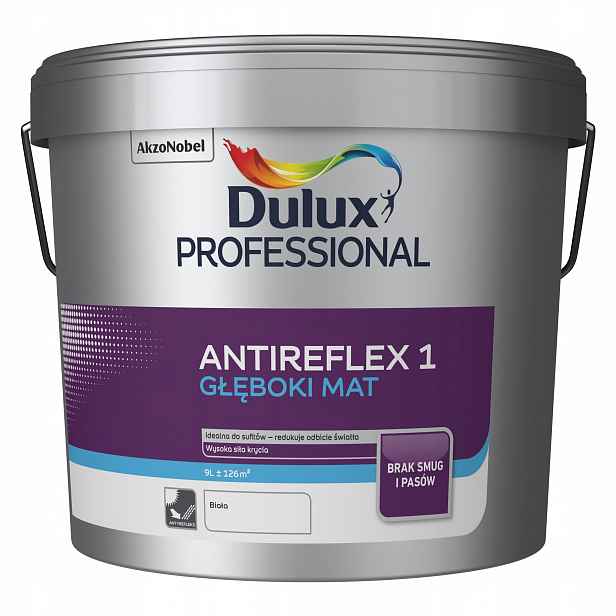 Barva barva Antireflex 1 Dulux Professional 9 l Bílá matová antireflexní