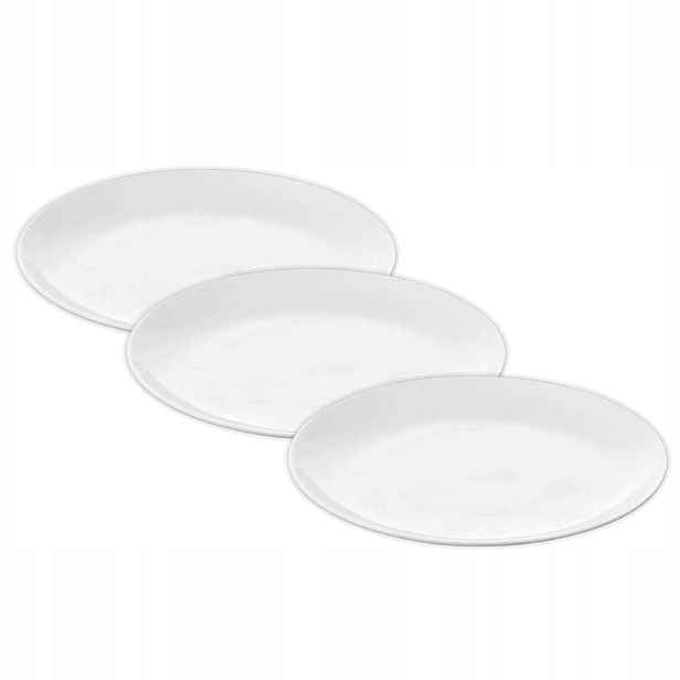 Jídelní talíř mělký 28 cm z bílého porcelánu Wilmax Kulatý, sada 3 ks