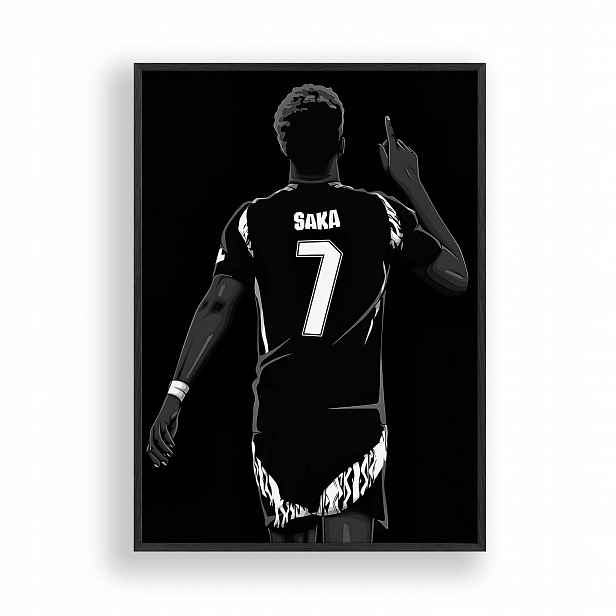 Obraz Bukayo Saka Arsenal Plakát Rámeček Dřevěný Černý 30x42 cm